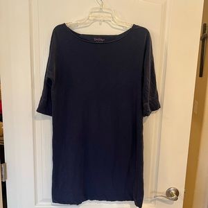 Lilly Pulitzer Eliza Navy Blue Pima Cotton T-shirt Shift Dress Size m 3/4 Sleeve